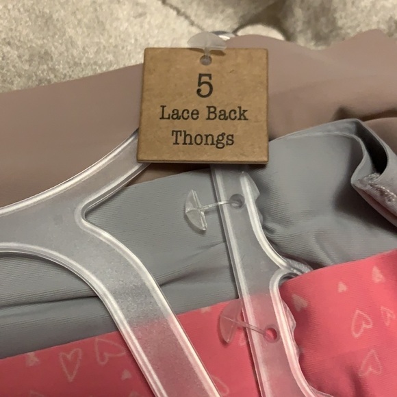 Rae Dunn set of 5 lace back silky thong panties, new, large - Picture 3 of 9